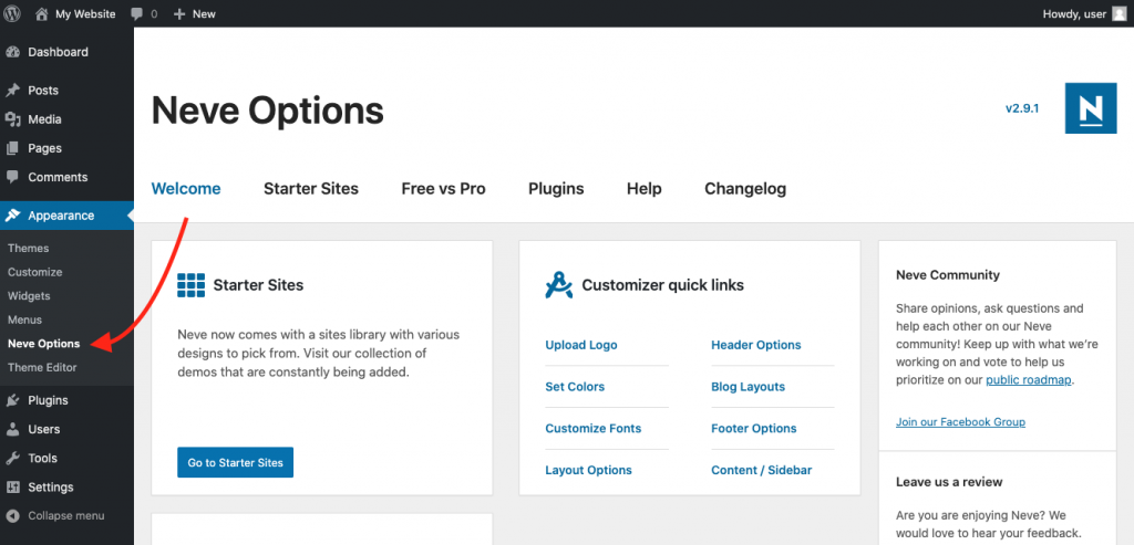 Customizing a wordpress theme starter site.