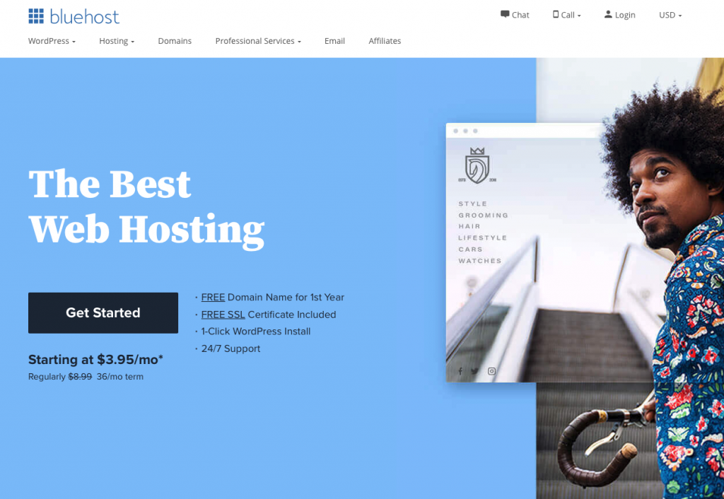 Signup for hosting with Bluehost.